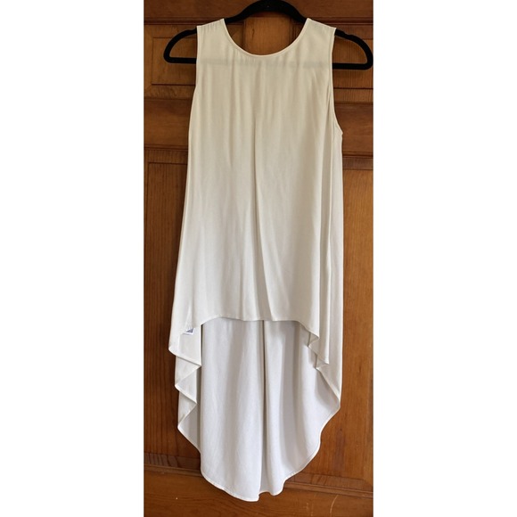 Eileen Fisher Tops - Eileen Fisher Womens XS Sleeveless Ivory Beige Silk Hi Low Tunic Chic Neutral